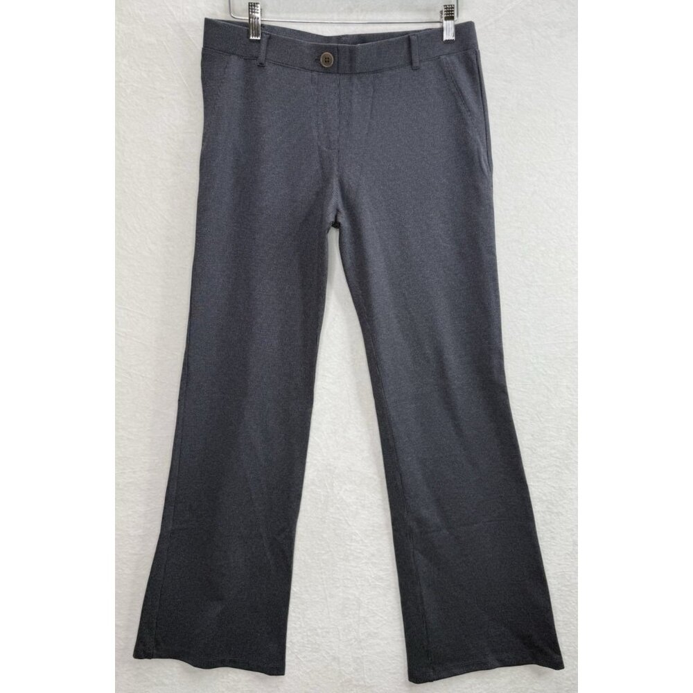 Betabrand Women's PinStripe Flare Pants Size Large Charcoal Gray
